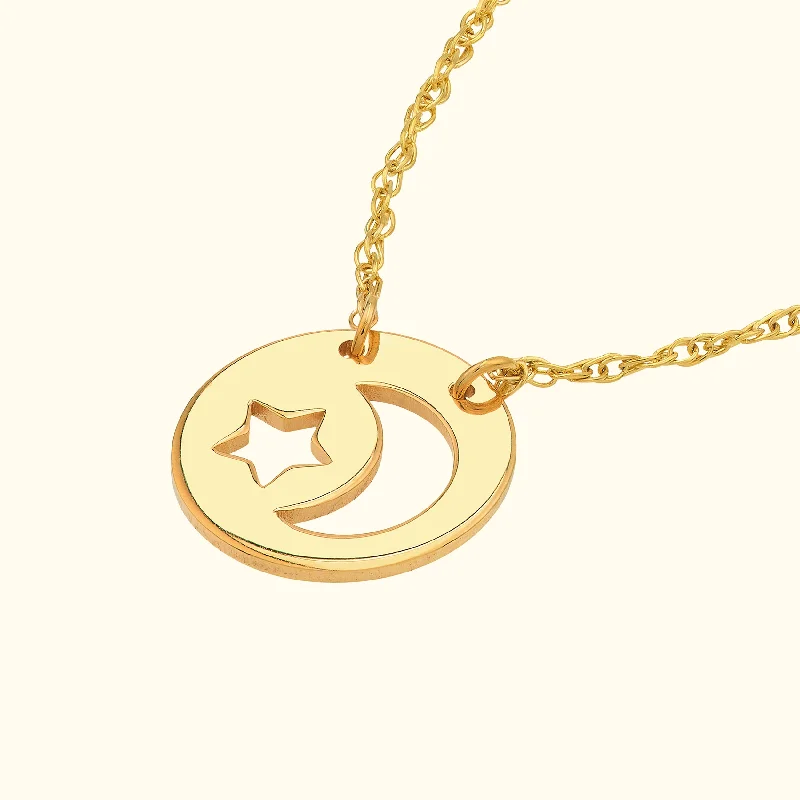 Shop Stylish Jewelry Now And Save Big Moon and Star Mini Disc Necklace