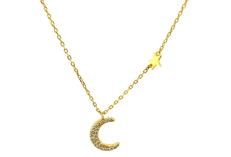 Stunning Jewelry At A Fraction Of The Price Moon + Star CZ Necklace