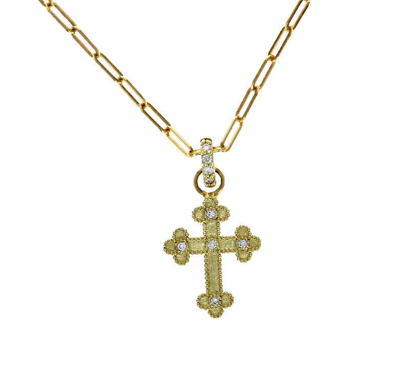 Clearance Sale On High-End Jewelry Collections Green Gold Cross Pendant