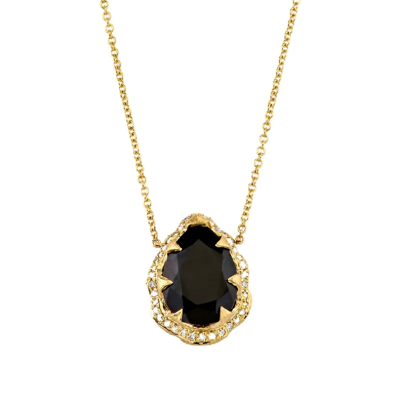 Save On Luxury Jewelry Pieces – Limited-Time Offers Queen Water Drop Onyx Necklace with Full Pave Halo | Ready to Ship