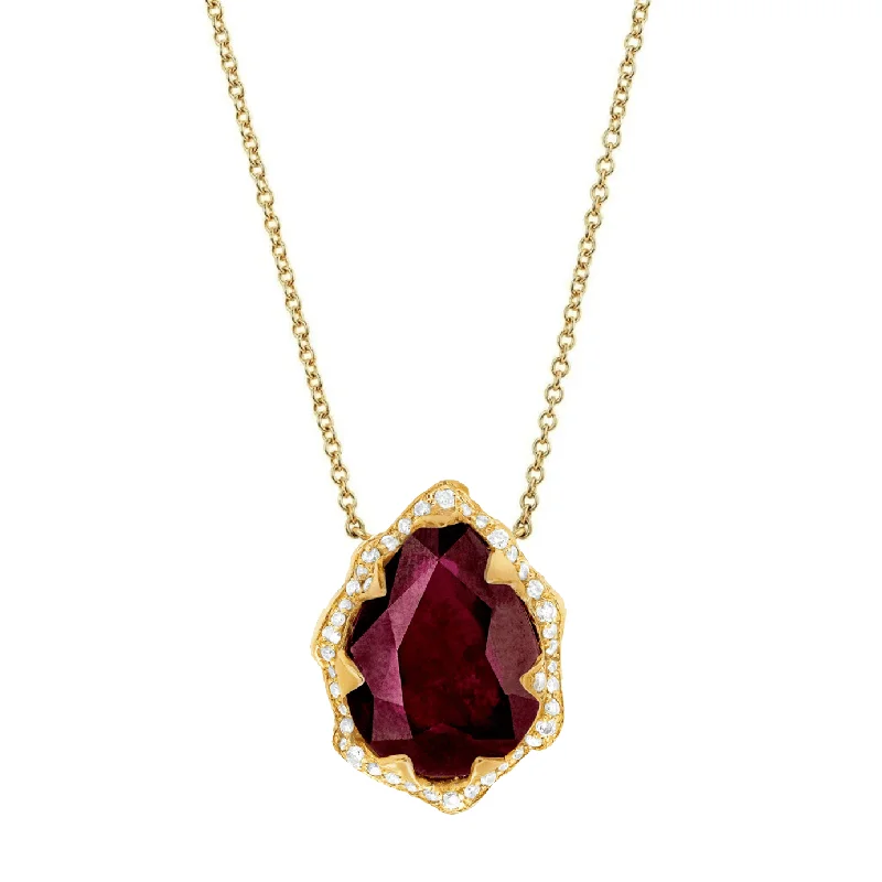 The Jewelry Sale You've Been Waiting For Is Here Queen Water Drop Ruby Necklace with Full Pavé Halo | Ready to Ship