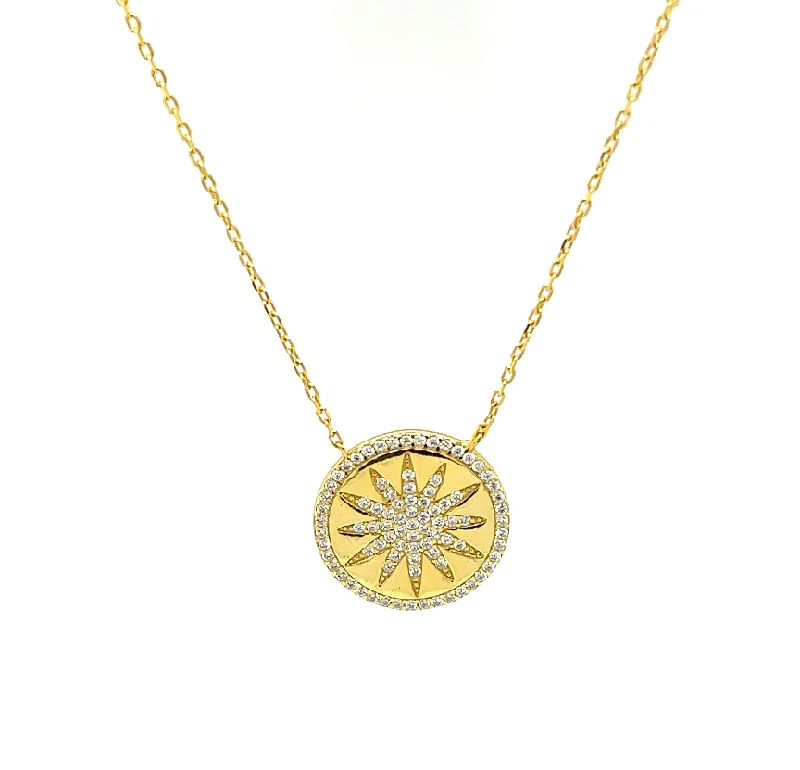 Trending Jewelry Styles Now At Limited-Time Discounts "SOL" Medallion Sun CZ Necklace