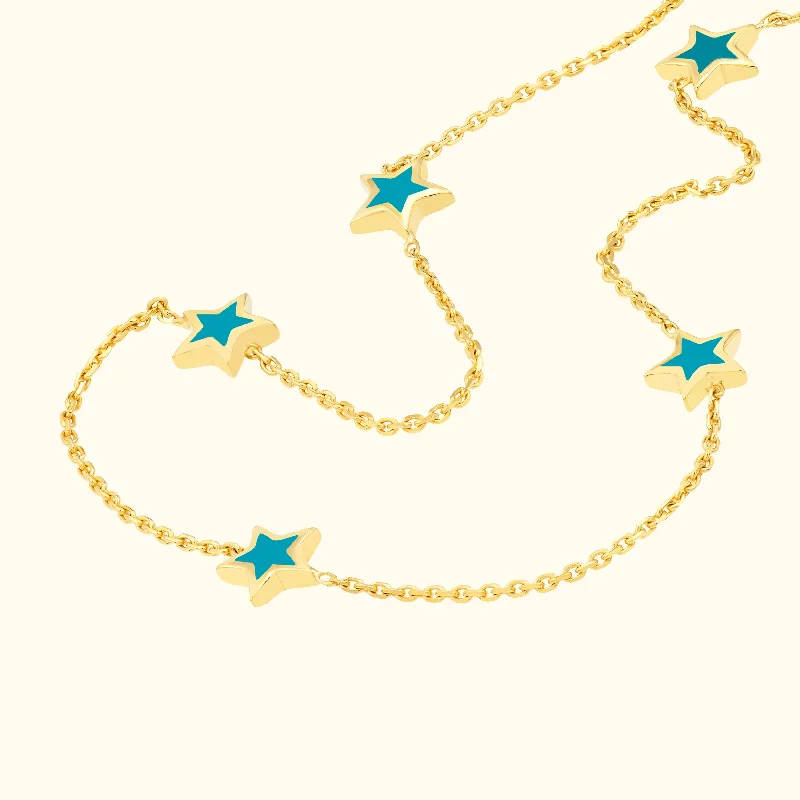 Shop Stylish Jewelry Now And Save Big Teal Enamel Mini Star Necklace