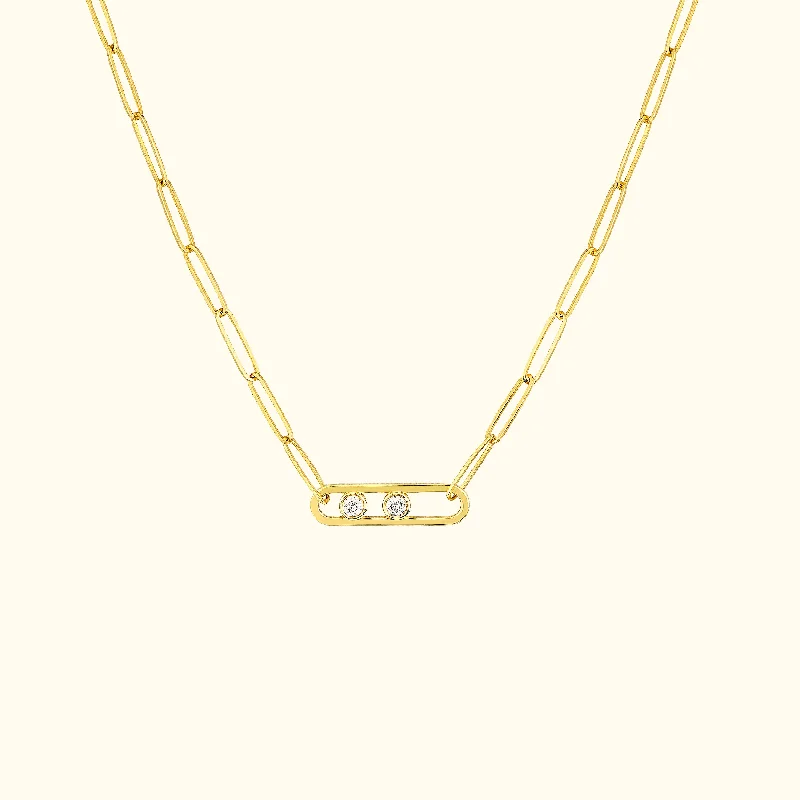 Big Savings On Your Favorite Jewelry Pieces Twin Diamond Paper Clip Necklace