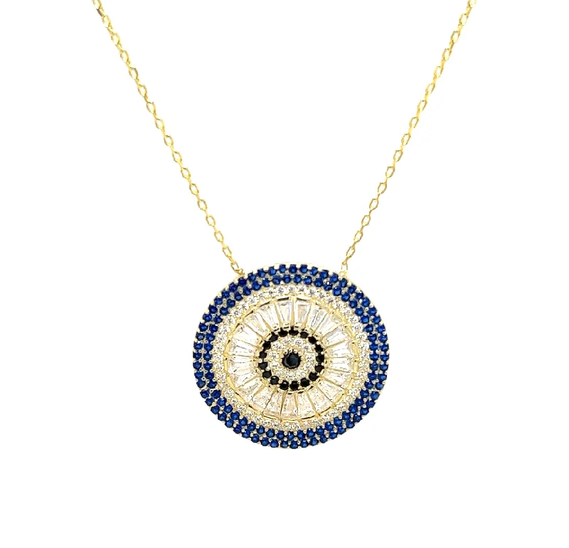 Seasonal Jewelry Sale – Upgrade Your Collection "ZEUS" Evil Eye Medallion CZ Necklace