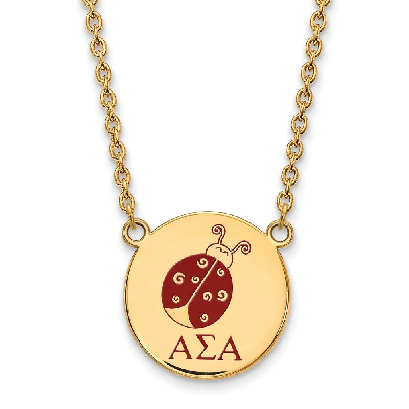 Get Ready To Sparkle – Special Jewelry Discounts 14K Plated Silver Alpha Sigma Alpha Large Mascot Enamel Necklace