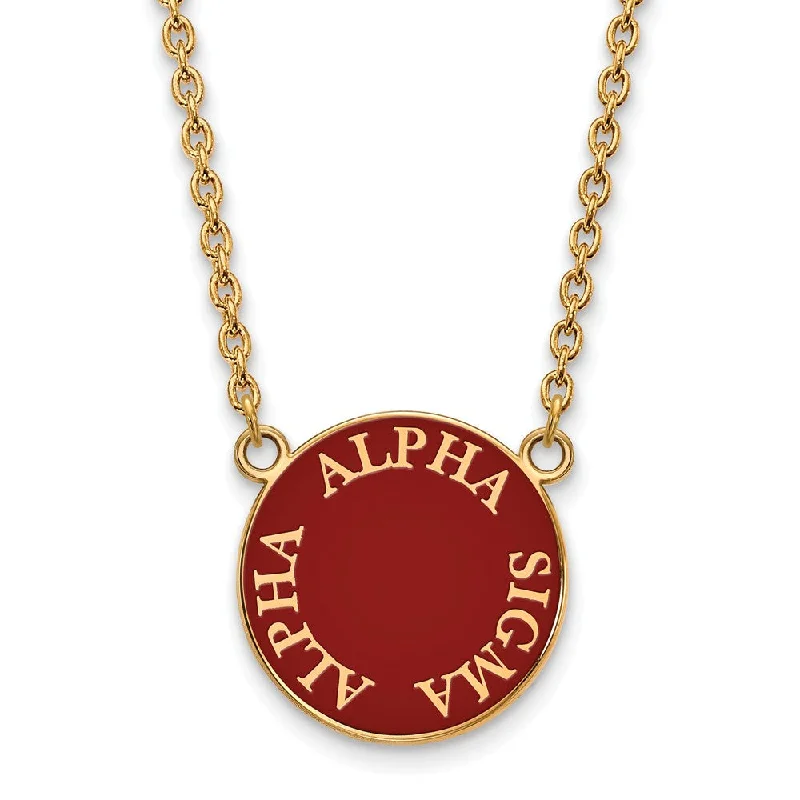 Fine Jewelry, Limited-Time Offers Available 14K Plated Silver Alpha Sigma Alpha Large Round Enamel Necklace