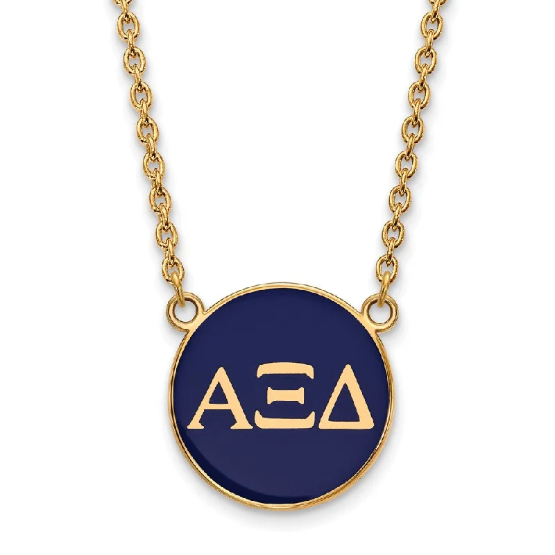 Big Discounts On Elegant Jewelry Collections 14K Plated Silver Alpha Xi Delta Large Blue Enamel Necklace