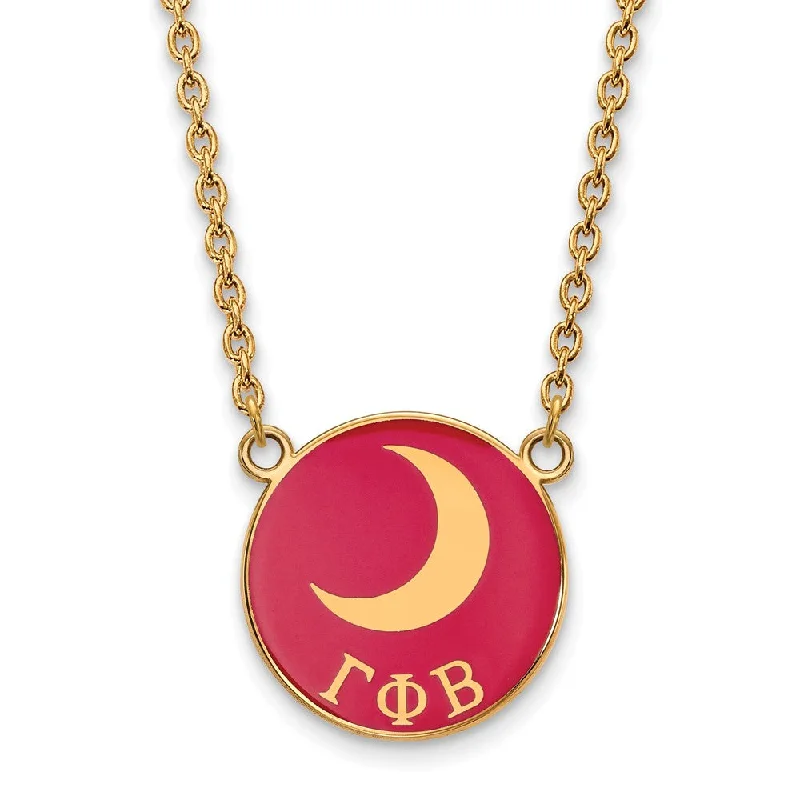 Breathtaking Jewelry, Breathtaking Prices 14K Plated Silver Gamma Phi Beta Large Dk Pink Enamel w/ Moon Necklace