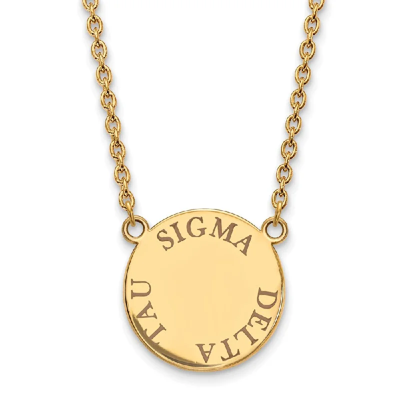 High-End Sparkle, Low-End Prices – Jewelry Sale Live 14K Plated Silver Sigma Delta Tau Large Brown Enamel Necklace