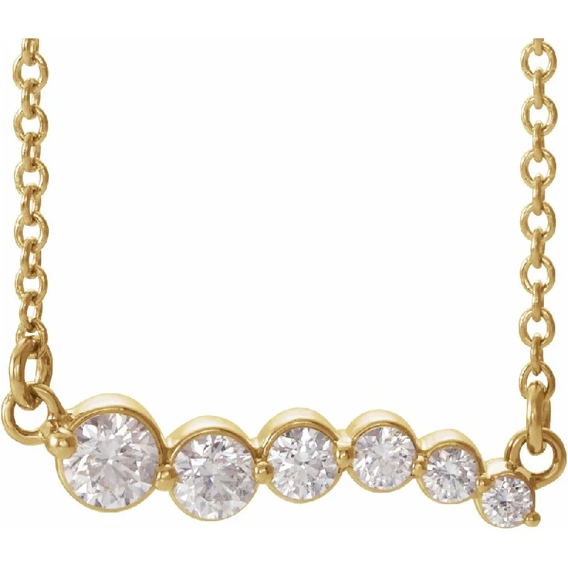 Exclusive Online Jewelry Sale – Don't Wait 14k Yellow Gold 1/4 Ctw Diamond Graduated Bar Necklace, 16 or 18 Inch