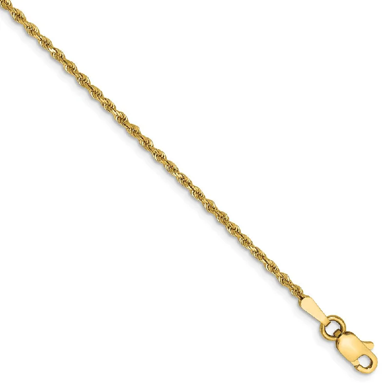 14k Yellow Gold 1.5mm Diamond Cut Rope Chain Anklet