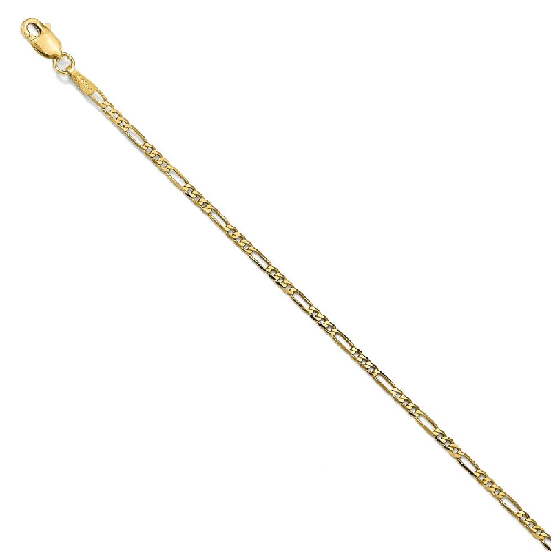 14k Yellow Gold 1.8mm Flat Figaro Chain Anklet