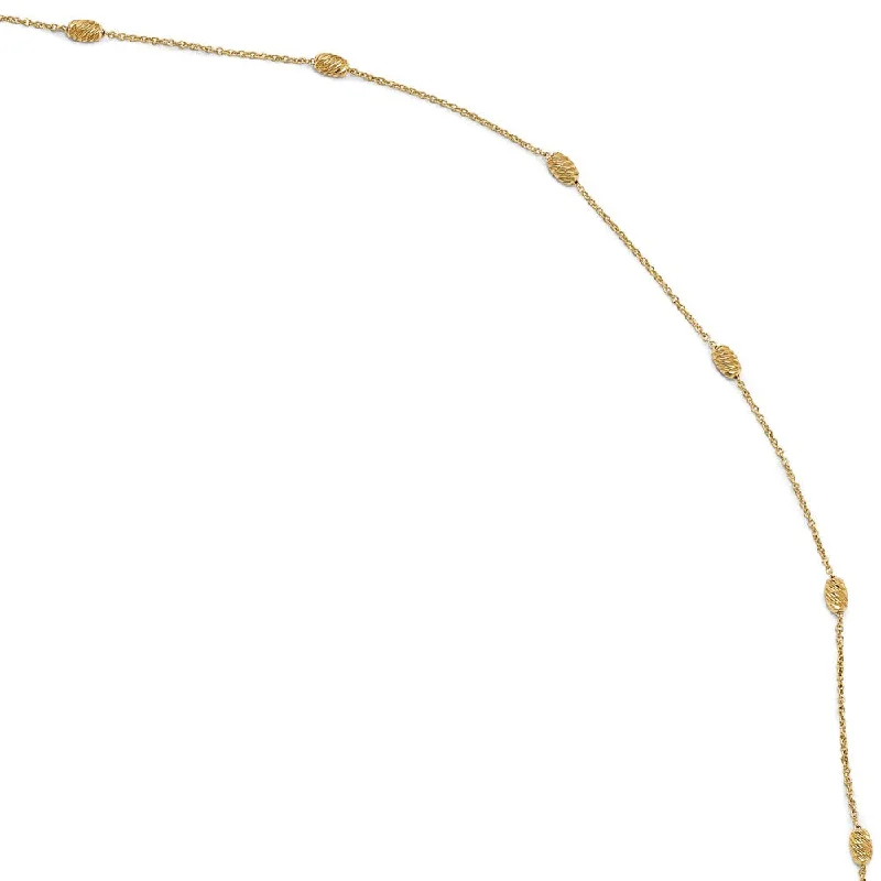 14k Yellow Gold Diamond-Cut Beaded Cable Chain Anklet, 10-11 Inch