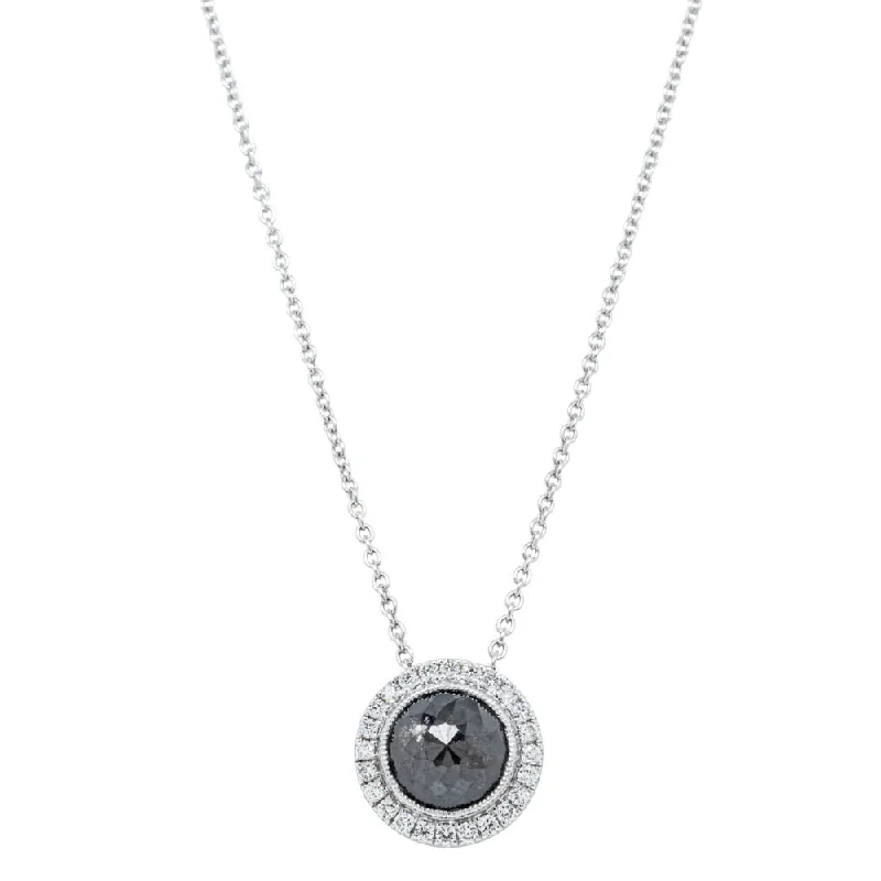 Dazzle With Discounts – Shop Jewelry On Sale 18ct White Gold 1.67ct Black Diamond Halo Pendant