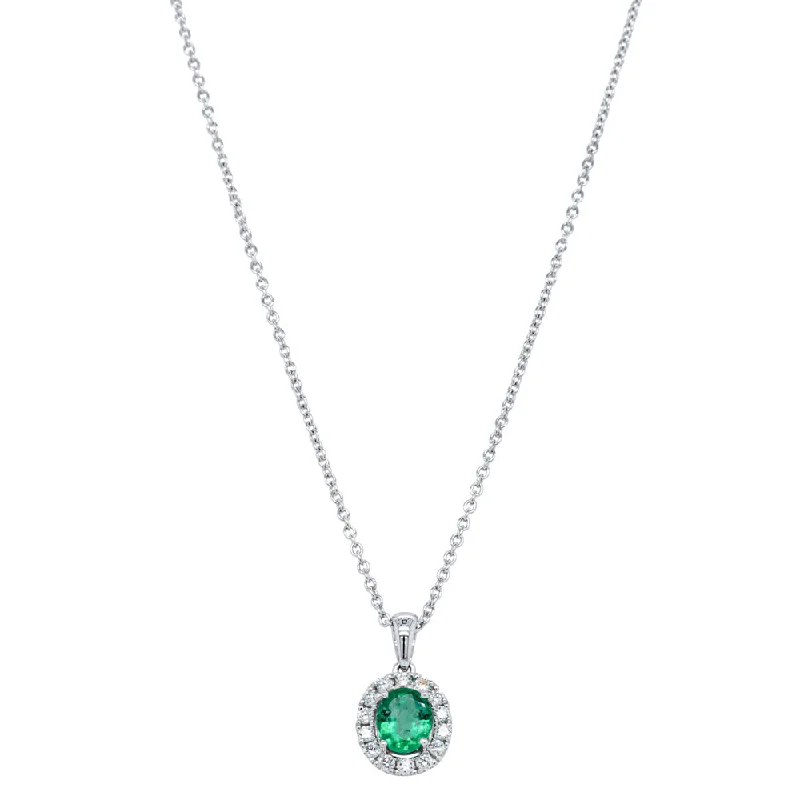 Trending Jewelry Now Available At Exclusive Prices 18ct White Gold .57ct Emerald & Diamond Pendant