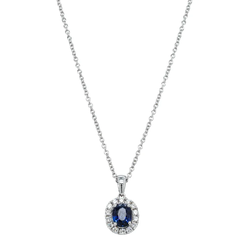Exclusive Jewelry Bundles At Discounted Rates 18ct White Gold .75ct Sapphire & Diamond Halo Pendant