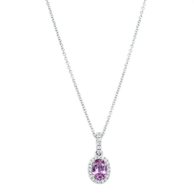 Buy More, Save More On Stunning Jewelry Designs 18ct White Gold .81ct Pink Sapphire & Diamond Pendant