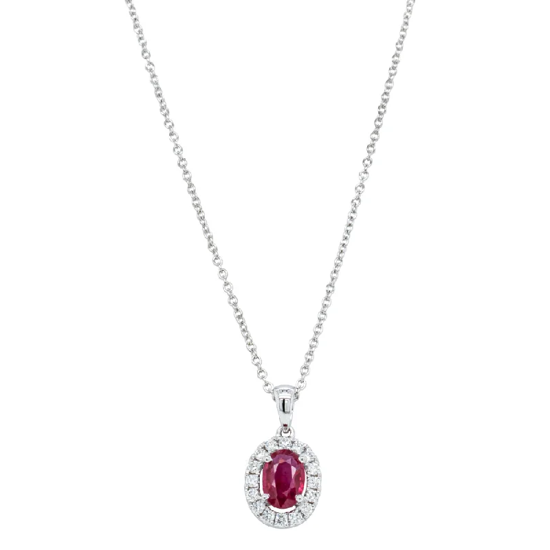 Bestselling Jewelry Now On Sale – Elevate Your Look 18ct White Gold .81ct Ruby & Diamond Pendant