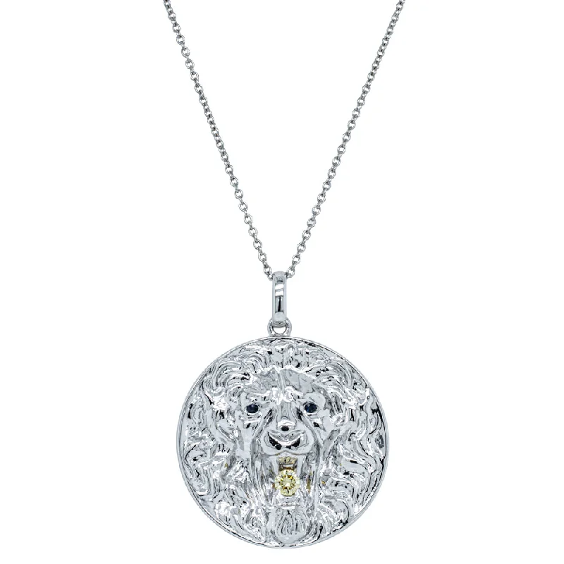 Premium Diamond Jewelry For Unforgettable Moments 18ct White Gold Sapphire & Yellow Diamond Lion Pendant
