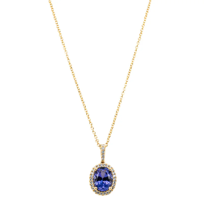 Trendy Minimalist Jewelry For Everyday Wear 18ct Yellow Gold Tanzanite & Diamond Sierra Pendant