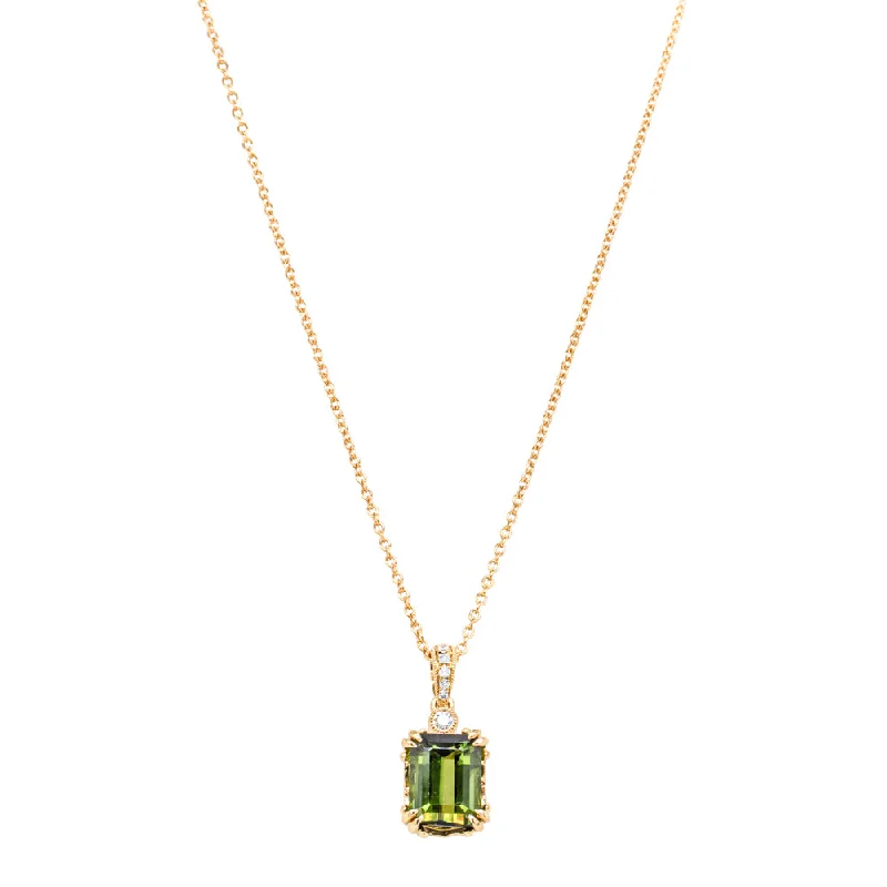 Elegant Jewelry At Unbeatable Prices – Shop Today 18ct Yellow Gold 2.50ct Green Tourmaline & Diamond Romanov Pendant