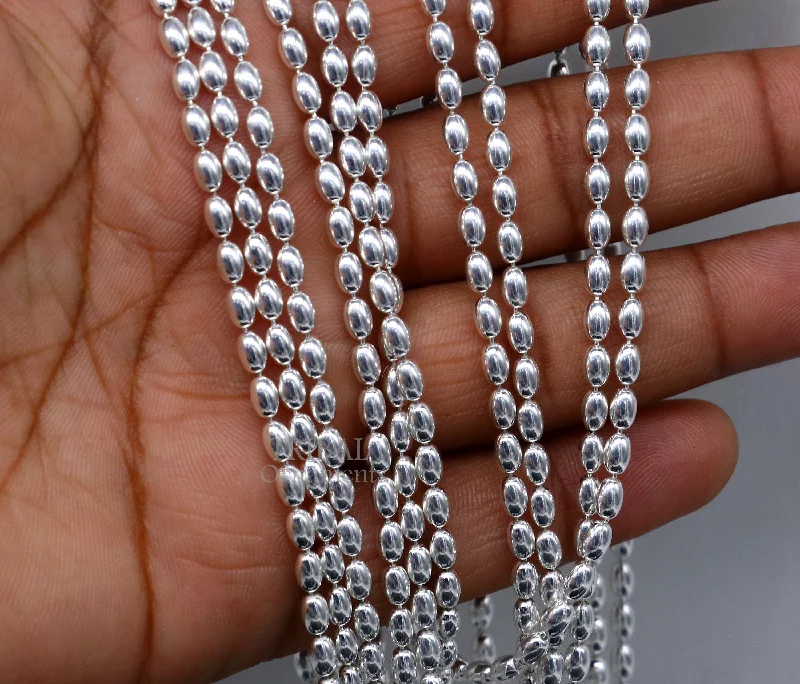 Unique Jewelry Designs Now At Discounted Rates 3MM 925 sterling silver handmade delicate trendy fancy beaded chain necklace baht chain for captivating beauty and graceful movement CH220 Unique Jewelry Designs Now At Discounted Rates 3MM 925 sterling silver handmade delicate trendy fancy beaded chain necklace baht chain for captivating beauty and graceful movement CH220