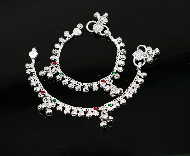 Bestselling Jewelry Now On Sale – Elevate Your Look 5.0" long handmade Sterling silver amazing vintage style ankle bracelet new born baby anklet noisy sound bells charm anklets jewelry ank417 Bestselling Jewelry Now On Sale – Elevate Your Look 5.0" long handmade Sterling silver amazing vintage style ankle bracelet new born baby anklet noisy sound bells charm anklets jewelry ank417