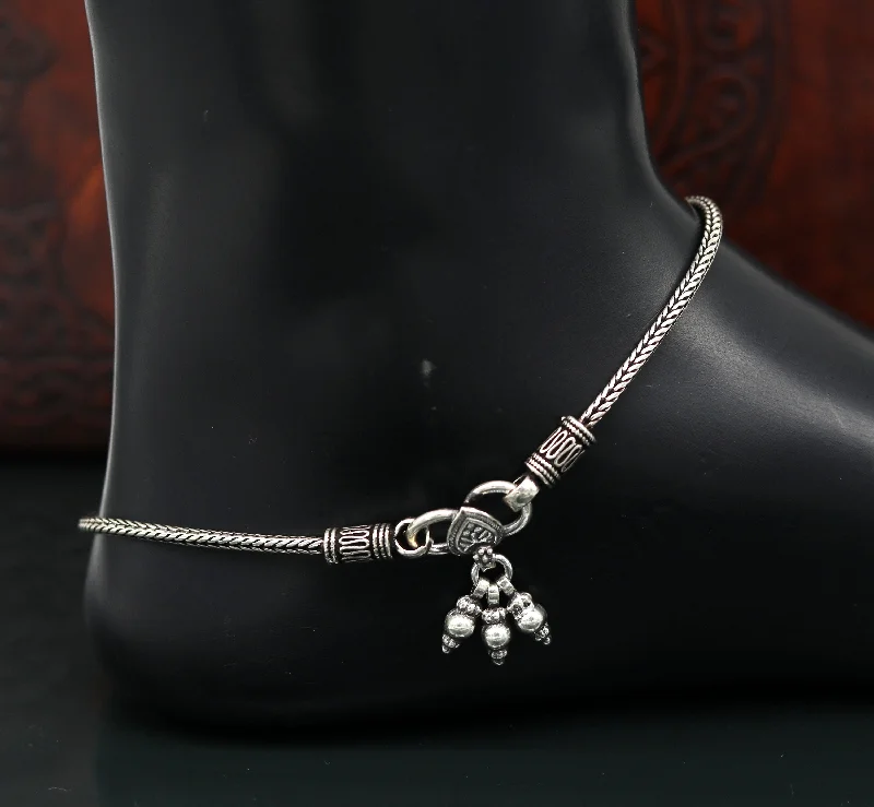 Personalized Jewelry At Special Discount Rates 925 Sterling silver handmade wheat chain ankle bracelet, vintage oxidized charm anklets, tribal belly dance customized jewelry nank456 Personalized Jewelry At Special Discount Rates 925 Sterling silver handmade wheat chain ankle bracelet, vintage oxidized charm anklets, tribal belly dance customized jewelry nank456