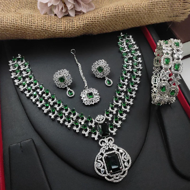 Huge Savings On Timeless Jewelry Collections Aamrapali  Silver Plated American Diamond Necklace Set