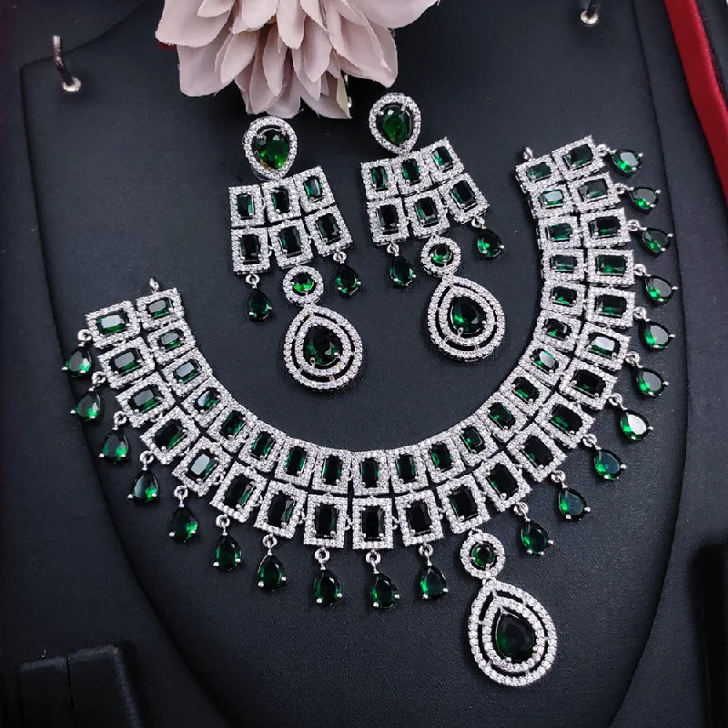 Affordable Glamour – Premium Jewelry At Special Prices Aamrapali  Silver Plated American Diamond Necklace Set