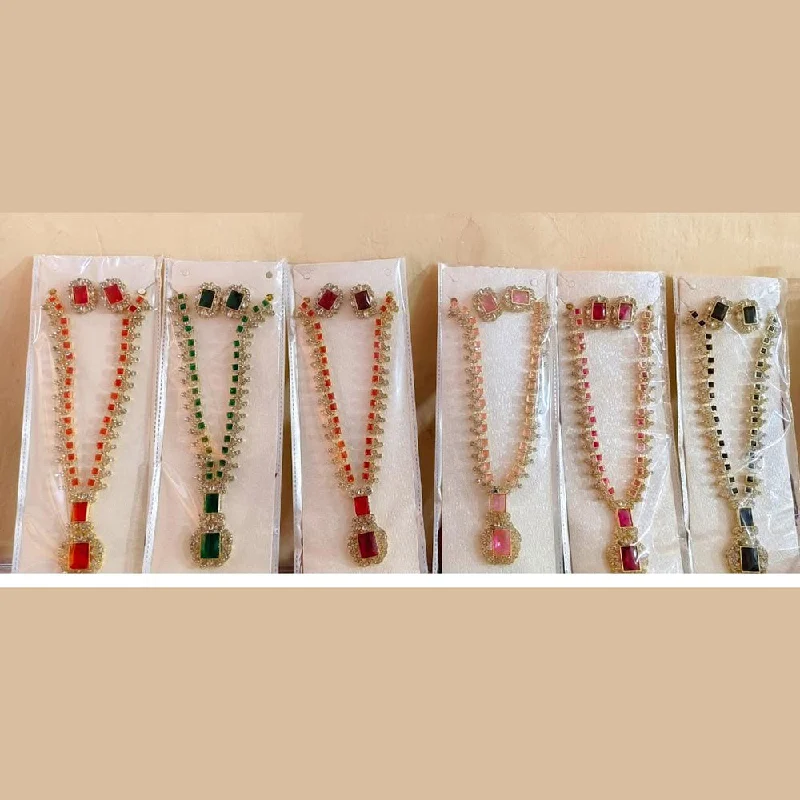 Don't Miss Our Biggest Jewelry Sale Of The Season AK Enterprises Gold Plated Crystal Stone Necklace Set (Mix Color)