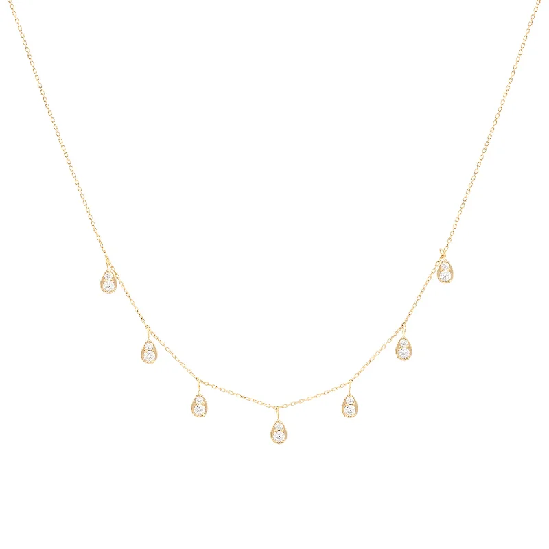 Huge Markdowns On Premium Jewelry Styles Dangling Pear 18K Gold Necklace w. Diamonds