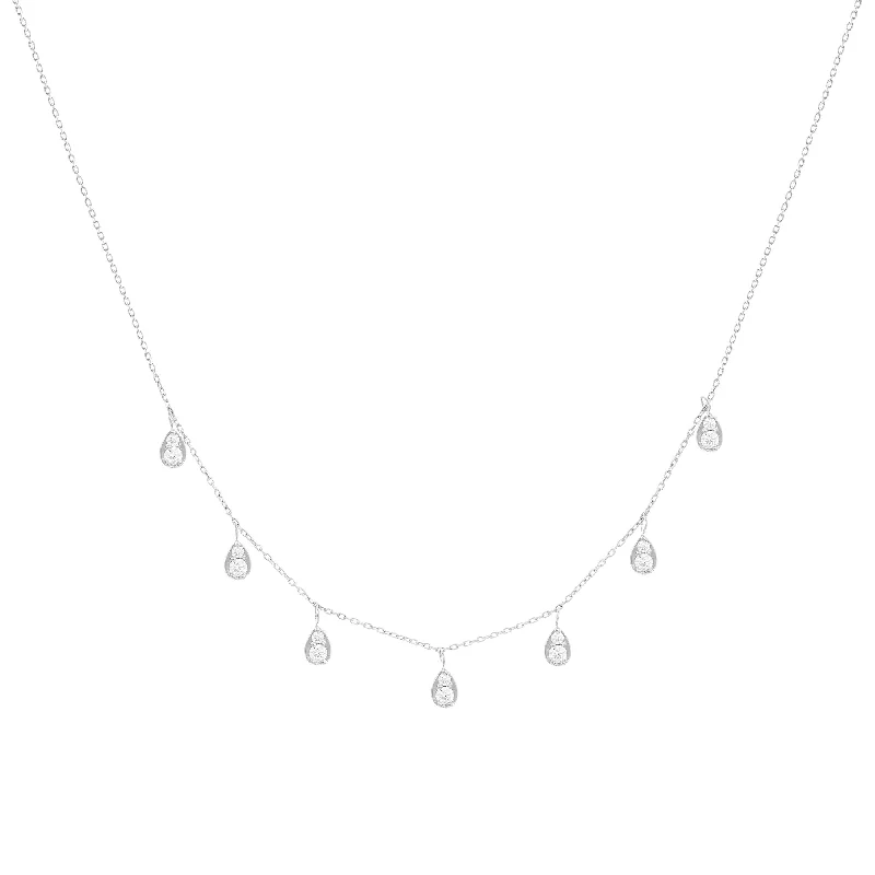 Special Sale On Handcrafted Jewelry – Shop Today Dangling Pear 18K White Gold Necklace w. Diamonds