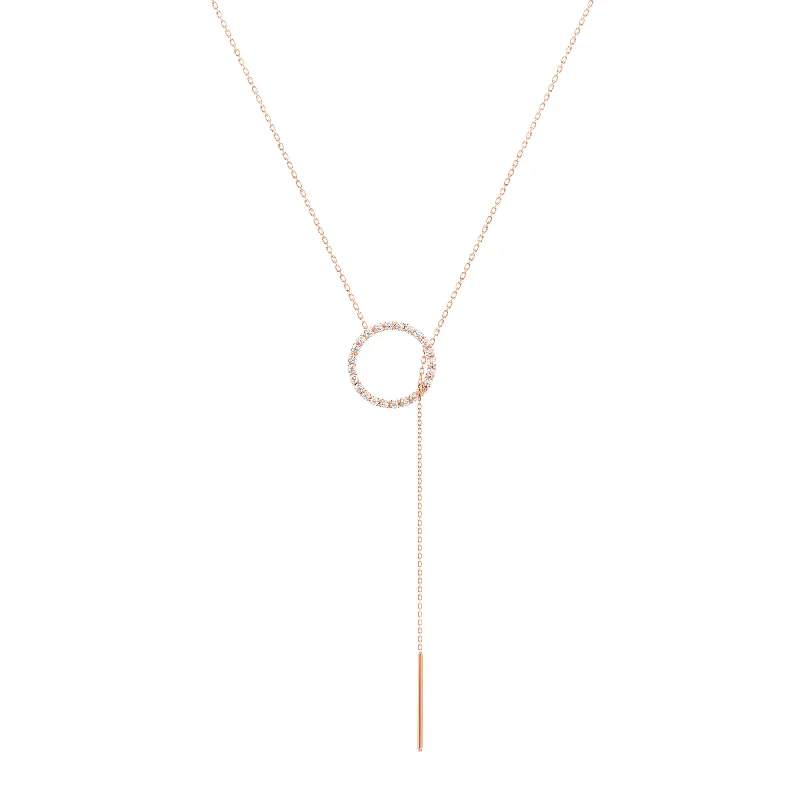Celebrate With Sparkle – Jewelry Sale Now Live Diamonds Lariat 18K Rose Gold Necklace w. Diamonds