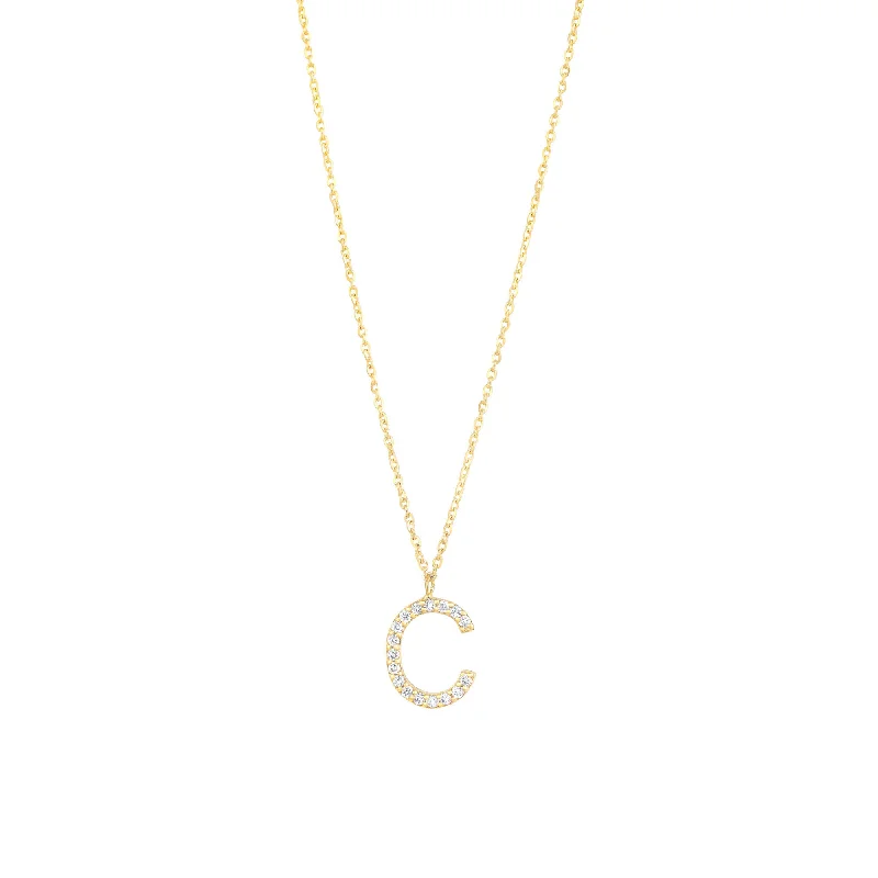 Limited-Time Offer On Elegant Jewelry Pieces Pave Letter C 18K Gold Necklace w. Diamonds
