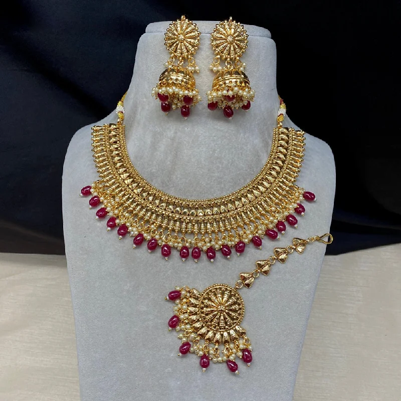 Jewelry Clearance Event – Stock Up Before It's Over Amoliya Jewels Gold Plated Beads And Pearls Necklace Set