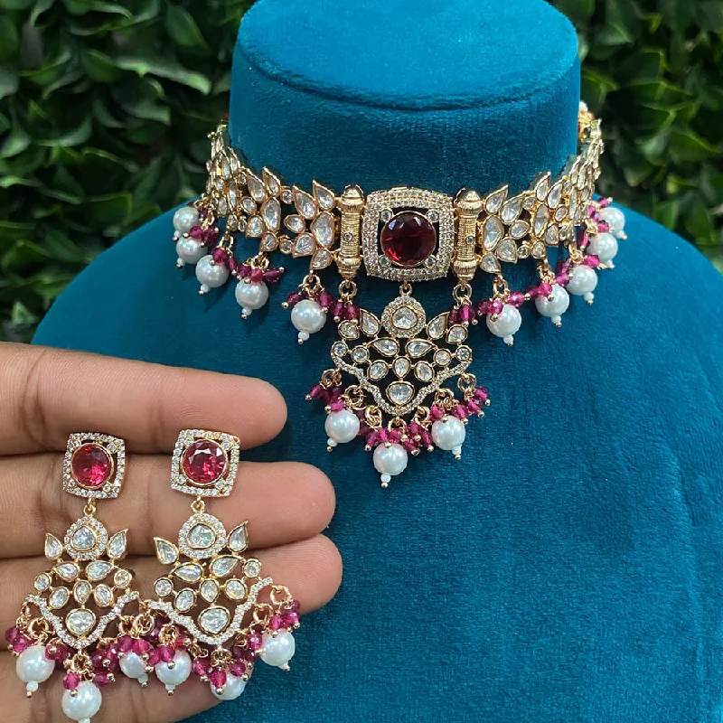 Accessorize For Less – Luxury Jewelry At Affordable Prices Amoliya Jewels Gold Plated Polki Kundan And Pearls Choker Necklace Set