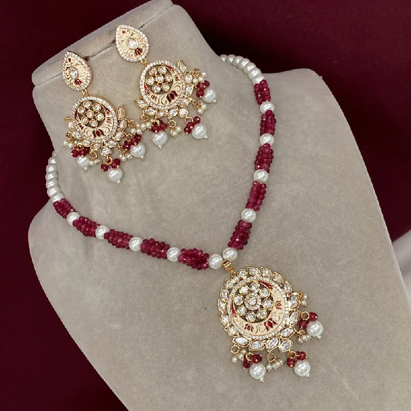 Huge Savings On Timeless Jewelry Collections Amoliya Jewels Gold Plated Polki Kundan Meenakari And Pearls Necklace Set