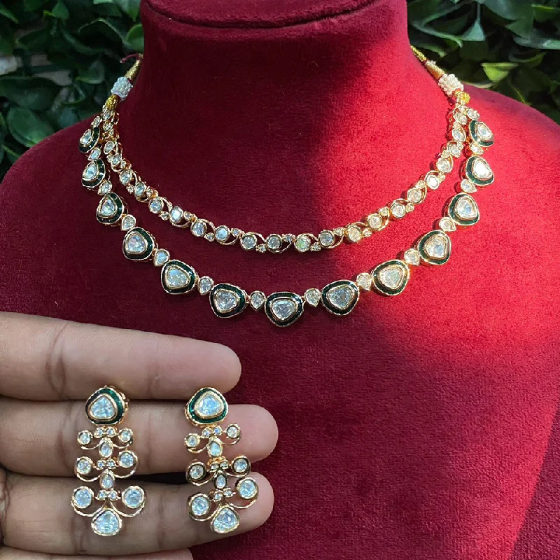 Limited-Stock Jewelry Sale – Once It's Gone, It's Gone Amoliya Jewels Gold Plated Polki Kundan Meenakari Necklace Set