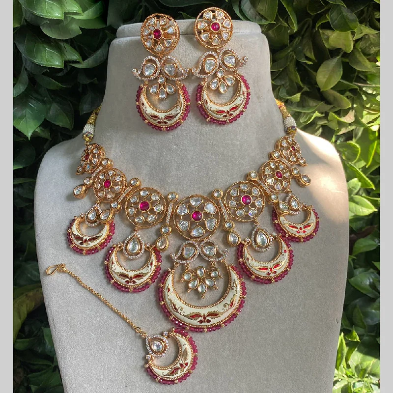 Premium Jewelry At Special Low Prices For A Limited Time Amoliya Jewels Gold Plated Polki Kundan Meenakari Necklace Set