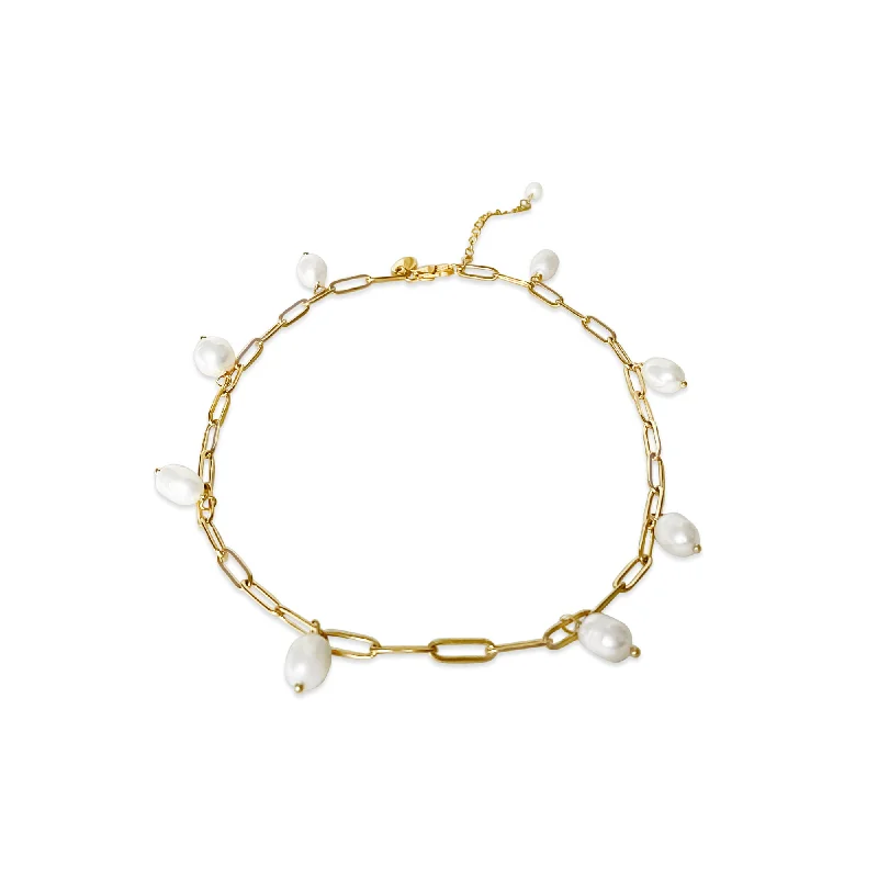 Exclusive Online Discounts On Stylish Jewelry Drop 18K Gold Plated Necklace w. Freshwater Pearls