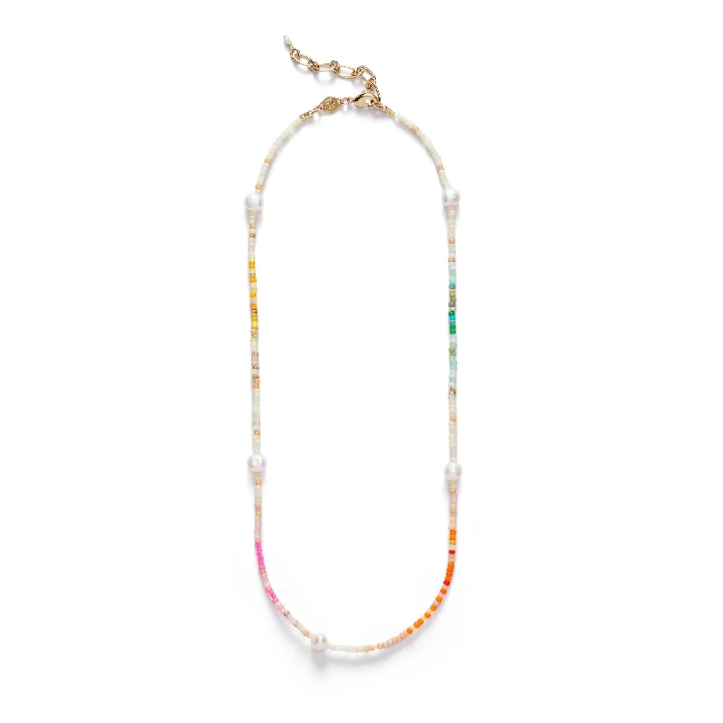 Stunning Jewelry Pieces At The Lowest Prices Ever Rainbow Nomad Gold Plated Necklace w. Mixed coloured Beads & Pearls