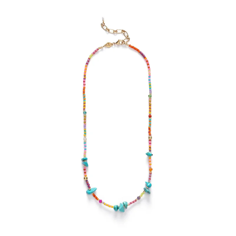 Huge Savings On Premium Jewelry Styles Secret Beach Gold Plated Necklace w. Beads, Jade, Amethyst & Turquoise