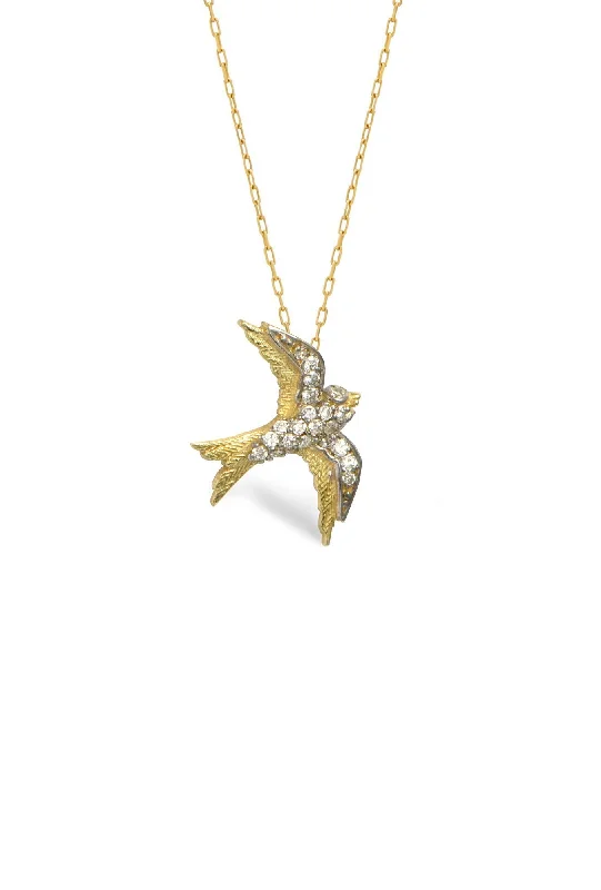 The Ultimate Jewelry Sale – Exclusive Styles At Great Prices Swallow Bird 14K Gold Necklace w. Diamonds