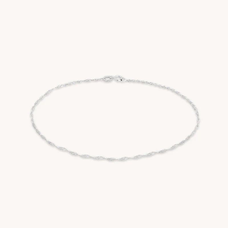 Waterproof Stainless Steel Jewelry For Lasting Beauty Astrid Chain Anklet in Solid White Gold