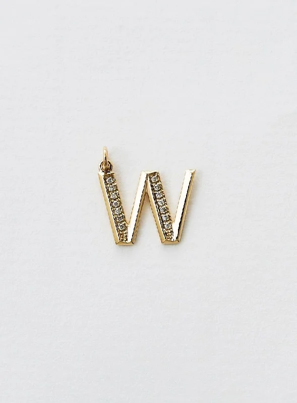 Get The Jewelry You Love At A Price You Love Diamond Letter W 18K Gold Necklace or Pendant w. Diamond