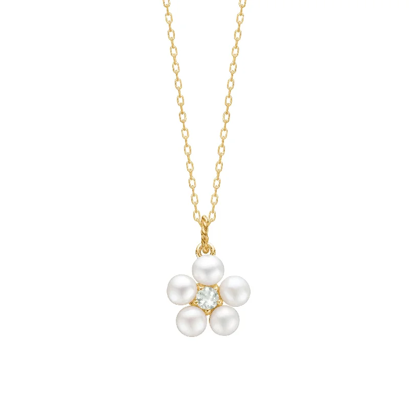 Personalized Jewelry Sale – Meaningful Gifts At Great Prices Reef 18K Gold Plated Flower Pendant w. Prasiolite & Pearls