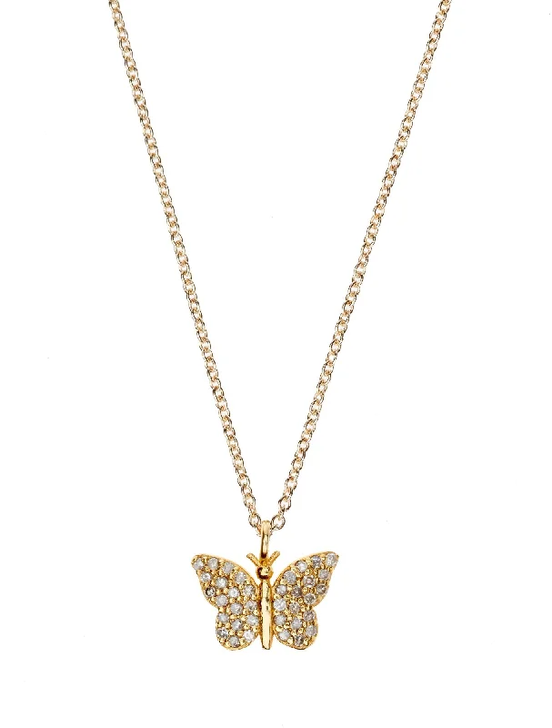 Seasonal Jewelry Clearance – Best Styles At The Lowest Prices Butterfly Gold Plated Necklace w. Diamond