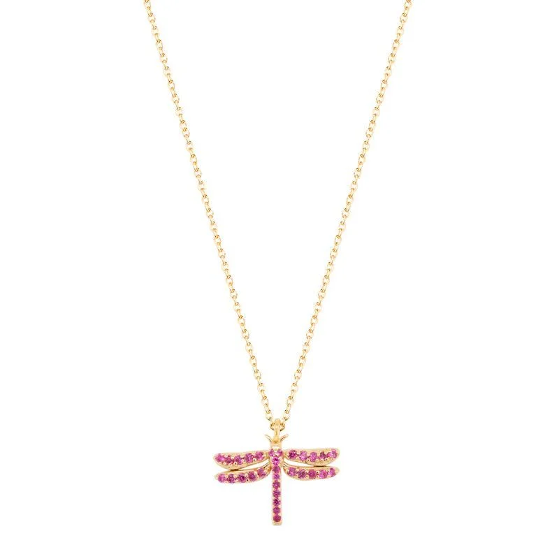 Shop Jewelry That Shines Without The High Price Dragonfly 18K Gold Plated Necklace w. Ruby